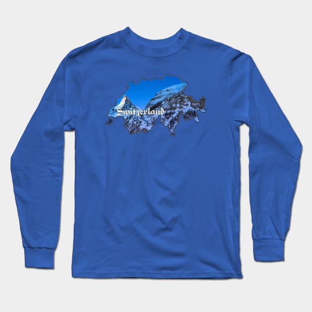 Switzerland Map Long Sleeve T-Shirt by ACGraphics